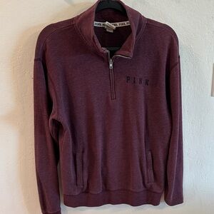 PINK by Victorias Secret Love Pink size, small maroon sweatshirt, quarter zipper